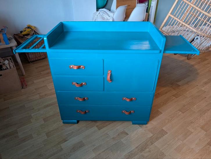 Blauwe Commode met Lades en zijpanelen, Kinderen en Baby's, Kinderkamer | Commodes en Kasten, Gebruikt, Commode, Minder dan 90 cm