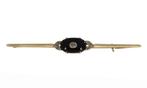 Art Deco roos diamanten onyx 14k gouden antieke broche dames