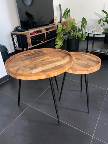 Houten Salontafel Set - 2 Stuks beschikbaar voor biedingen