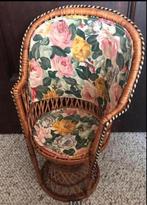 Vintage Poppenstoel Riet met Bloemmotief, Ophalen, Gebruikt