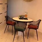 Ronde eettafel met 4 stoelen, Tuin en Terras, Tuinsets en Loungesets, 4 zitplaatsen, Eettafel, Ophalen of Verzenden, Zo goed als nieuw