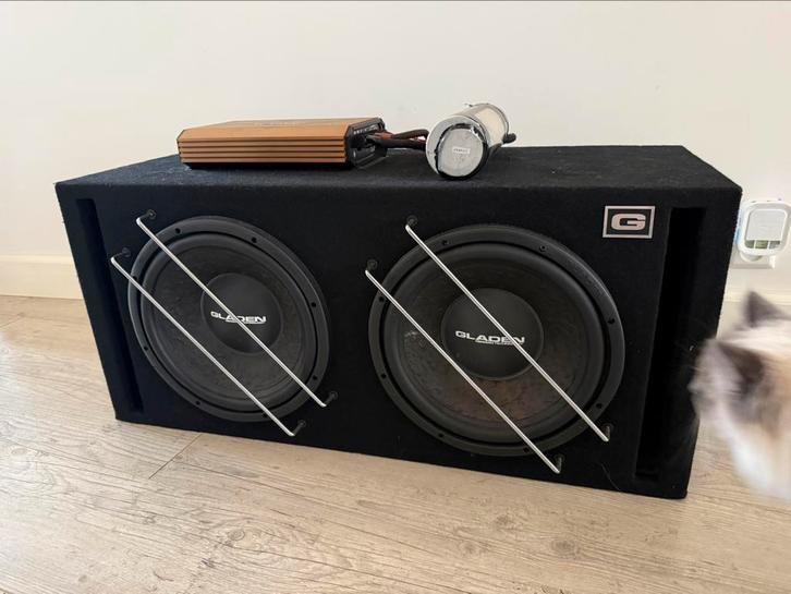 Gladen 12” Subwoofer RockfordFosgate versterker&condensator, Auto diversen, Autospeakers, Gebruikt, Ophalen