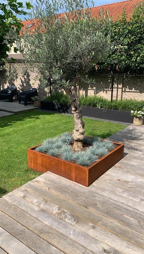 Cortenstalen planten/bloemenbak, Tuin en Terras, Bloembakken en Plantenbakken, Nieuw, Metaal, Minder dan 30 cm, Rond, Ophalen