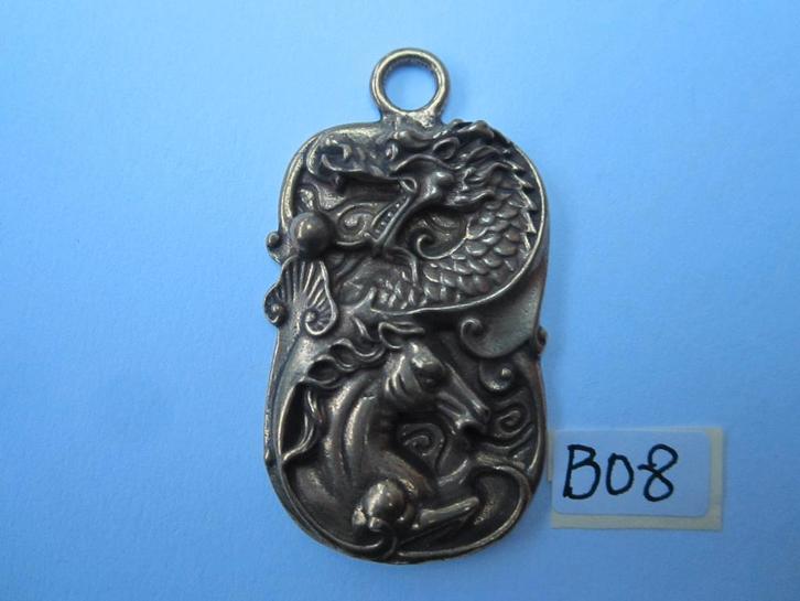 Oude chinees /chinese bronze hangers draak B08, Sieraden, Tassen en Uiterlijk, Kettinghangers, Gebruikt, Overige materialen, Ophalen of Verzenden