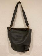 Zwartbruine leren damestas met vakken, Ophalen of Verzenden, Gebruikt, Zwart, Handtas