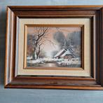 Olieverfschilderij op doek. winterlandschap. mooi ingelijst., Ophalen of Verzenden