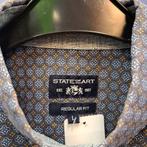 State of Art overhemd grijs/blauw met gele print mt L 48111, State of Art, Blauw, ., Zo goed als nieuw