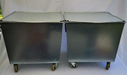 2 Ikea Muck kratten zinken metalen krat met deksel en wielen, Doe-het-zelf en Verbouw, Kratten en Dozen, Zo goed als nieuw, Krat