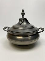 Tinnen schaal met deksel, Overige materialen, Schaal, Rond, Ophalen of Verzenden