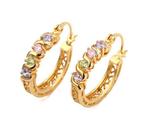 Oorbellen goud 18K creolen - oorringen  edelstenen zirkonia, Hangers, Verzenden, Nieuw, Met edelsteen