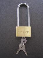 Hangslot met hoge beugel, 60 mm; KRAFT, Doe-het-zelf en Verbouw, Hang- en Sluitwerk, Ophalen of Verzenden, Zo goed als nieuw, Koper of Messing