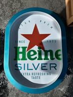 Heineken Zilver wandbord, Verzamelen, Biermerken, Verzenden, Zo goed als nieuw, Reclamebord, Plaat of Schild, Heineken