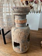 Stoere houten kandelaar, Ophalen of Verzenden, Zo goed als nieuw, Hout, 25 tot 50 cm