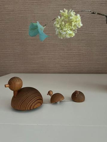 Aarikka moeder eend met jong, vintage houten speelgoed beschikbaar voor biedingen