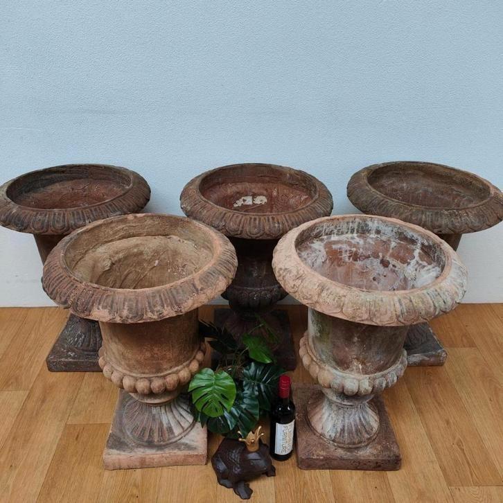 Set van 5 Vintage Franse tuinvazen bloembakken tuinvaas, Tuin en Terras, Tuinvazen, Gebruikt, Ophalen of Verzenden
