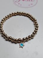 Goudkleurige armband met blauwe ster bedel #27, Ophalen, Kunststof of Plastic, Nieuw, Met bedels of kralen