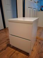 Jysk Nachtkastje - Wit - 2 Lades, Huis en Inrichting, Ophalen, Kunststof, Minder dan 45 cm, Zo goed als nieuw