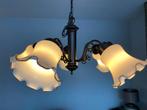 Retro Hanglamp met Glazen Kap, Ophalen of Verzenden, Gebruikt, Glas, Minder dan 50 cm