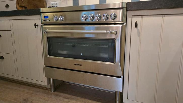 Fratelli Onofri Fornuis - Gas & Elektrisch - 90cm, Witgoed en Apparatuur, Fornuizen, Zo goed als nieuw, Vrijstaand, Elektrisch