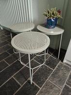 Drie leuke licht groene metalen planten krukjes, Ophalen, Zo goed als nieuw, Overige materialen