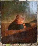 ~1870 Boze visserman, gesigneerd. Stempel London achterkant, Antiek en Kunst, Kunst | Schilderijen | Klassiek, Ophalen of Verzenden