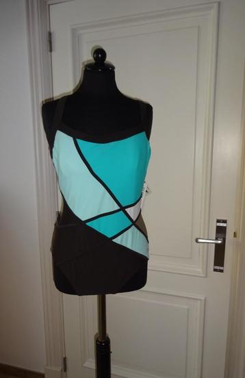 NIEUW Badpak Maat 50 bruin met Turquoise, groene, witte, en  beschikbaar voor biedingen