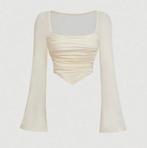 Dames top met vleermuismouwen s 36 tule oker geel beige, Geel, Ophalen of Verzenden, Zo goed als nieuw, Lange mouw