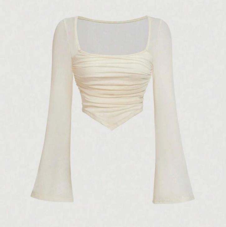 Dames top met vleermuismouwen s 36 tule oker geel beige, Kleding | Dames, Tops, Zo goed als nieuw, Maat 36 (S), Geel, Lange mouw