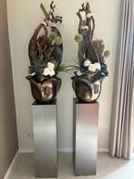 Decoratieve pilaren met bloempotten en zijden bloemen, Ophalen of Verzenden, Zo goed als nieuw, Metaal, Overige typen