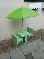 Leuke kinder tuinset met parasol, Tuin en Terras, Parasols, Ophalen, Gebruikt, Minder dan 1 meter, Stokparasol