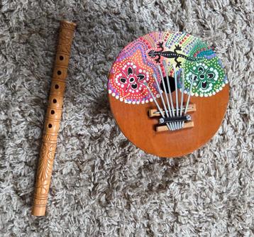 Houten karimba duimpiano piano van kokosnoot en houten fluit beschikbaar voor biedingen