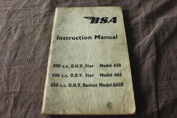 BSA A50 A65 A65R 1963 motorcycle instruction manual beschikbaar voor biedingen