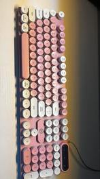 Roze toetsenbord met headset en mic, Computers en Software, Toetsenborden, Ophalen, Zo goed als nieuw, Bedraad