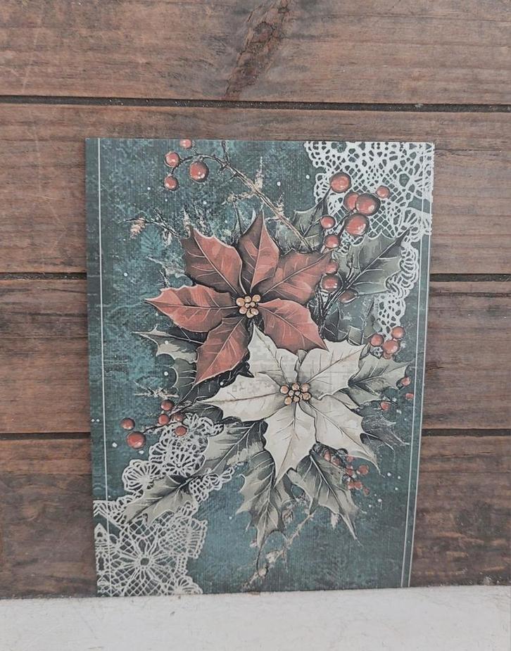 Vintage look kerst-kaart met kerststerren, Verzamelen, Ansichtkaarten | Themakaarten, Ongelopen, 1980 tot heden, Feest(dag), Ophalen of Verzenden