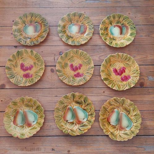Lucky Vintage Sarreguemines majolica Vintage dessertbordjes, Huis en Inrichting, Keuken | Servies, Gebruikt, Bord(en), Overige stijlen