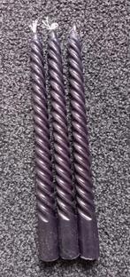 3 donkerblauwe kaarsen, gedraaid, Overige materialen, Blauw, Nieuw, Ophalen of Verzenden