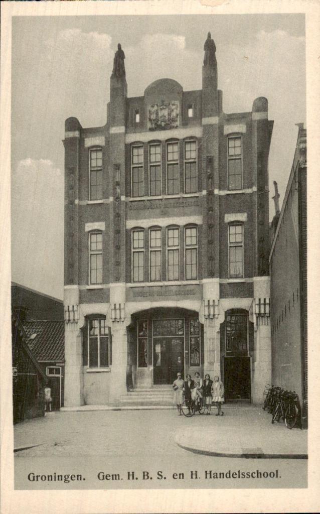 Groningen- Handelsschool, Verzamelen, Ansichtkaarten | Themakaarten, Gelopen, Voor 1920, Ophalen of Verzenden