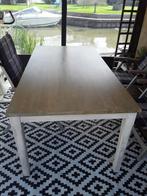 Greywash getinte en gelakte tuintafel, whitewash onderstel., Tuin en Terras, Tuintafels, Ophalen, Gebruikt, Rechthoekig, Hout