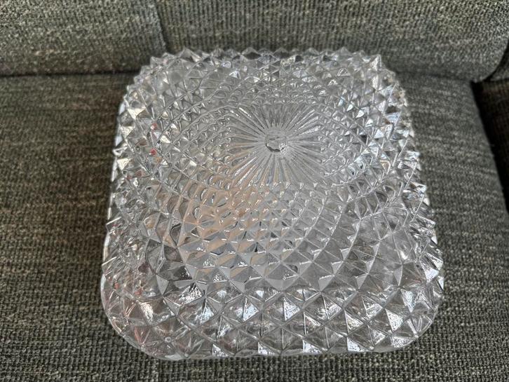 Vintage / retro Massive plafondlamp ongeveer 18 x 18 cm, Huis en Inrichting, Lampen | Plafondlampen, Gebruikt, Glas, Ophalen of Verzenden
