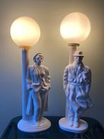 Vintage keramiek tafellamp met melkglas bol; sculptuurlamp, Ophalen of Verzenden, Glas, Minder dan 50 cm