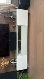 Modern wit met glass TV/sterio meubel, Huis en Inrichting, Kasten | Televisiemeubels, Ophalen, Minder dan 50 cm, 200 cm of meer