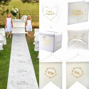 Bruidsset Just Married wit met goud beschikbaar voor biedingen
