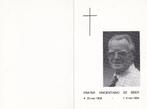 Beer Vincentius 1908 Tilburg 1994 Arendonk priester ongeval, Ophalen of Verzenden, Bidprentje