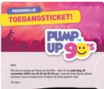 Pump up the 90’s entree ticket, Eén persoon, Ticket of Toegangskaart