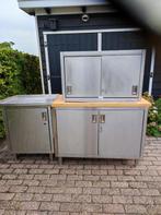 RVS Werkbank met bovenkast, Ophalen of Verzenden, Zo goed als nieuw, 120 tot 170 cm