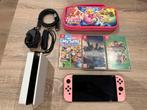 Nintendo Switch OLED (Wit/Roze) + 3 games en reistas, Spelcomputers en Games, Spelcomputers | Nintendo Switch, Ophalen of Verzenden