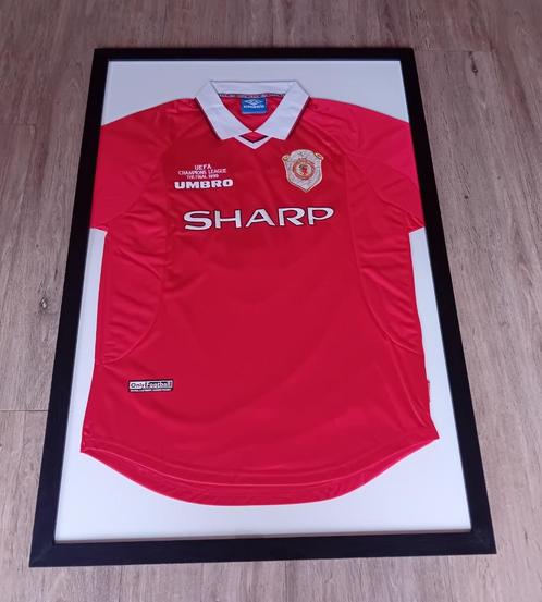 Ingelijst voetbalshirt Jaap Stam Manchester United 1999, Verzamelen, Sportartikelen en Voetbal, Zo goed als nieuw, Shirt, Buitenlandse clubs