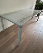 Glazen uitschuifbare eettafel - gratis-, Huis en Inrichting, Ophalen, 50 tot 100 cm, Zo goed als nieuw, Vijf personen of meer