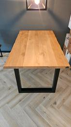 Massief eikenhouten eettafel / boomstamtafel, Ophalen, 50 tot 100 cm, Zo goed als nieuw, 150 tot 200 cm
