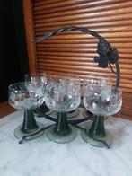 Roemer vintage wijnglazen met groene geribbelde steel, Verzamelen, Glas en Borrelglaasjes, Ophalen of Verzenden, Gebruikt, Overige typen